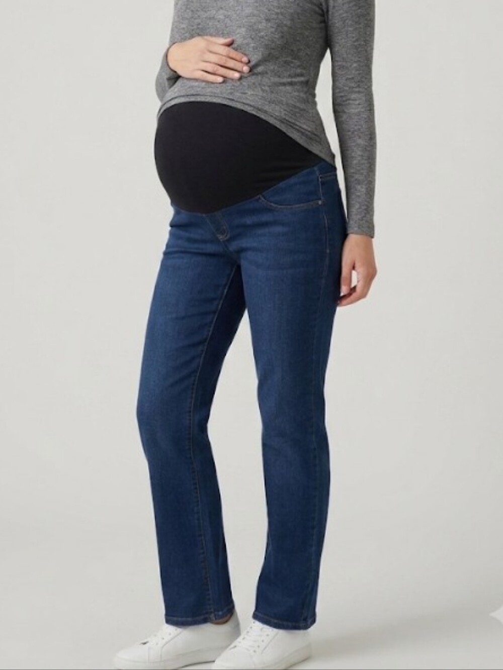 Maternity Straight Leg Jeggings Stretch Jeans Look Pants Dark Wash Blue Comfy 4